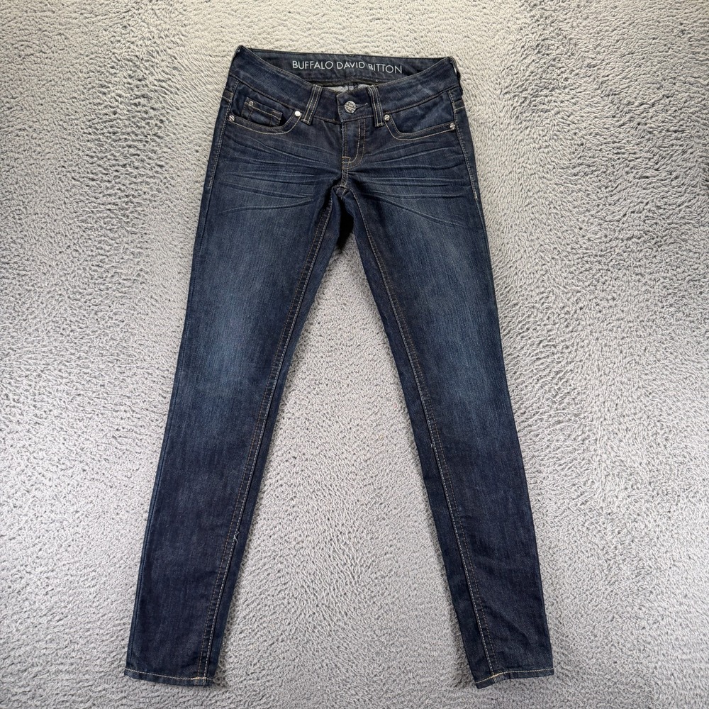 Buffalo David Bitton Women's 25 Blue Cotton Denim Straight Leg‎ Travel Stretch